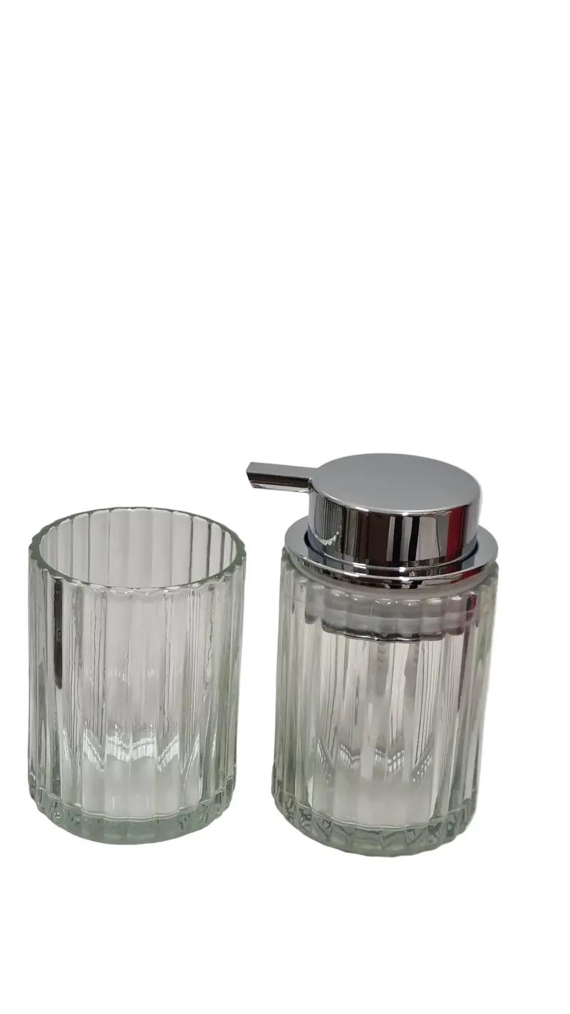 Set Accessori Bagno in Vetro Rigato