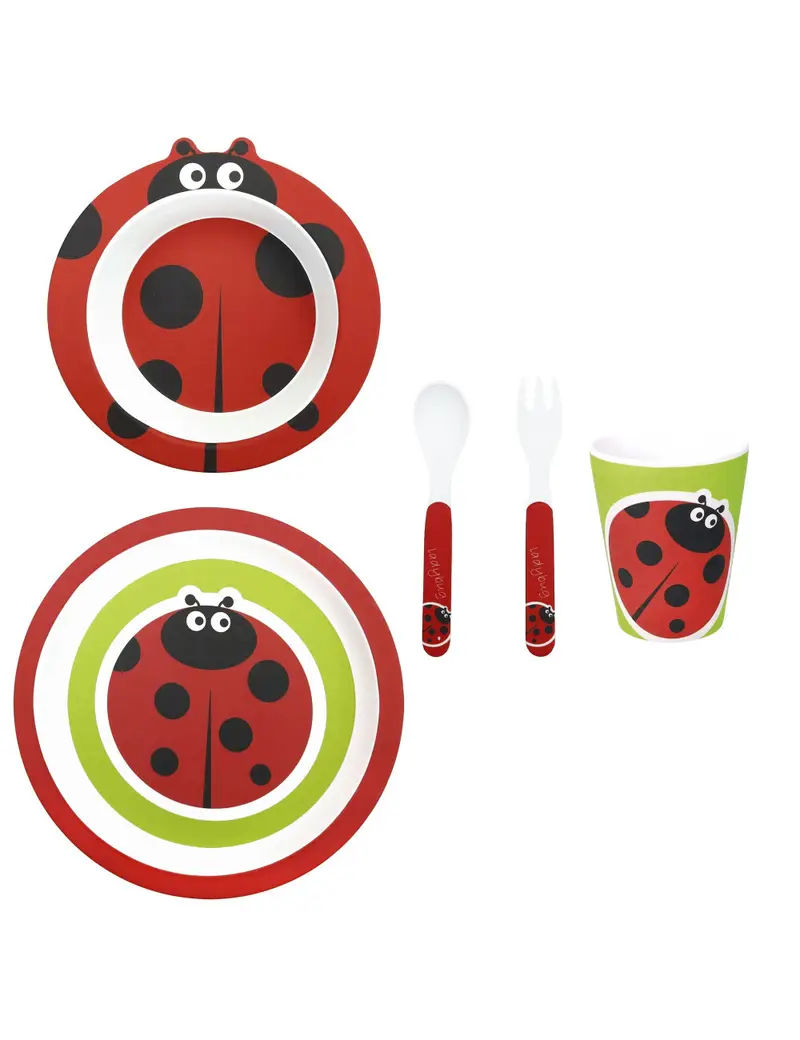 Set baby 5 pezzi coccinella melamina