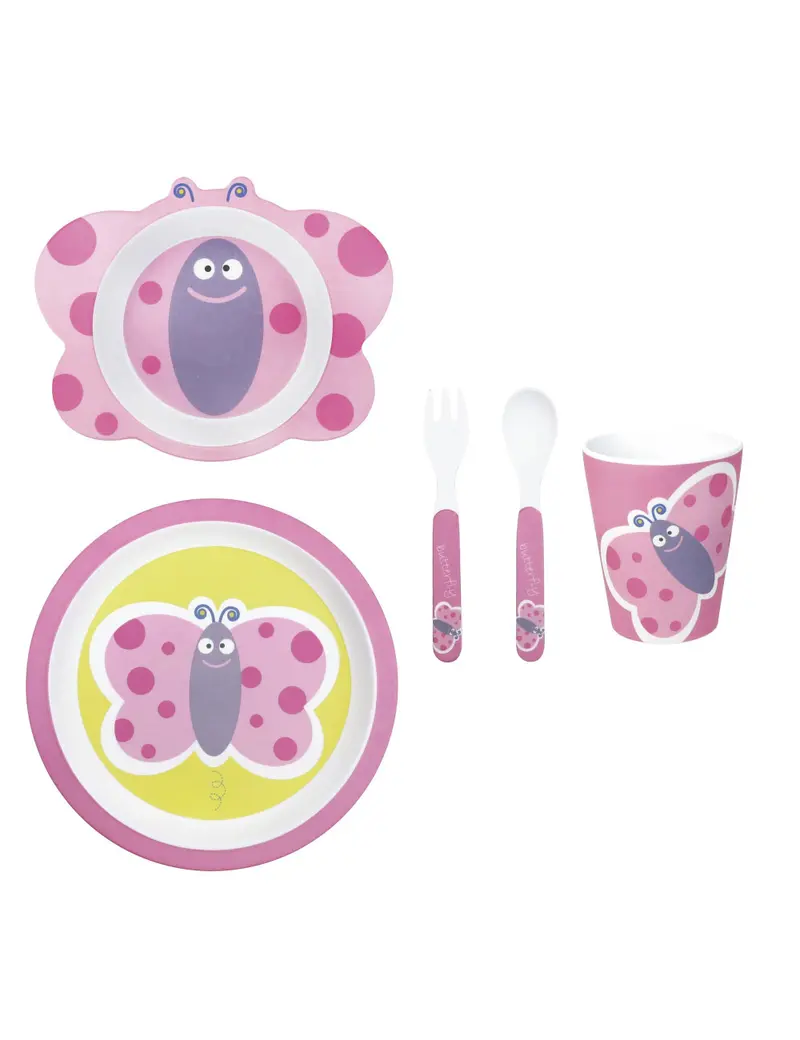 Set baby 5 pezzi farfalla melamina