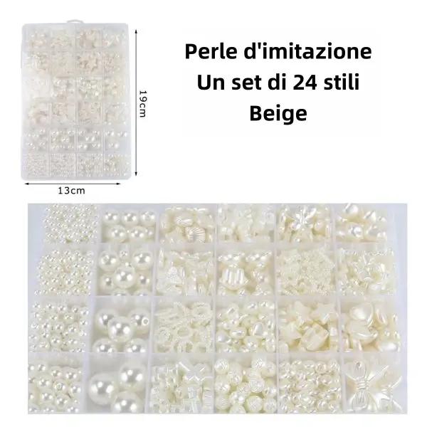 Set di 24 Perle Imitazione Beige Stili Diversificati