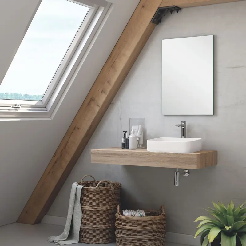 Set mensolone bagno con lavabo Ely colore rovere cambrian 120x45x12 cm.