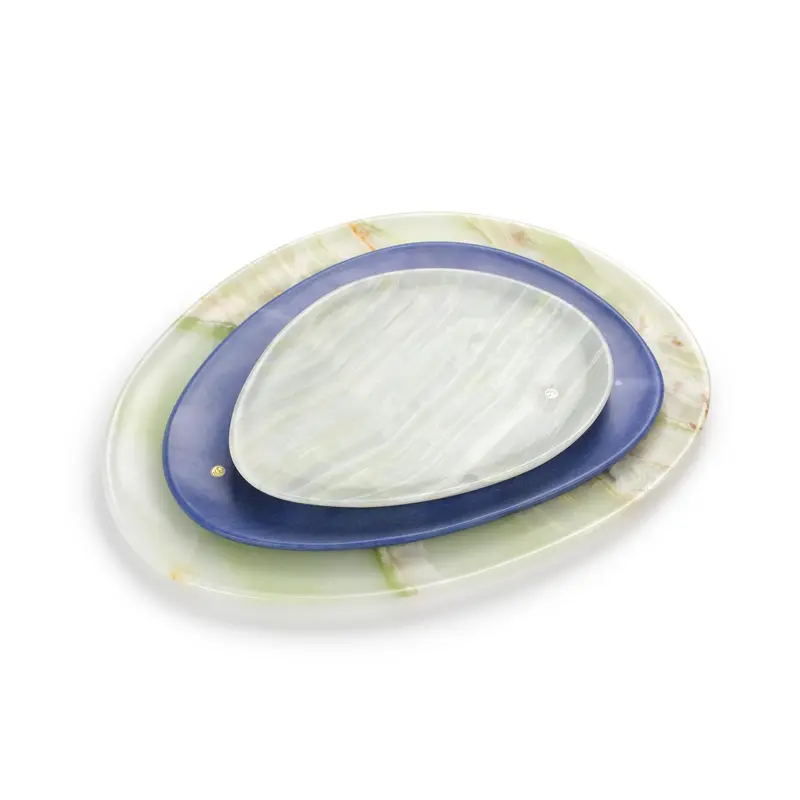 Set of presentation plates in mixed marbles