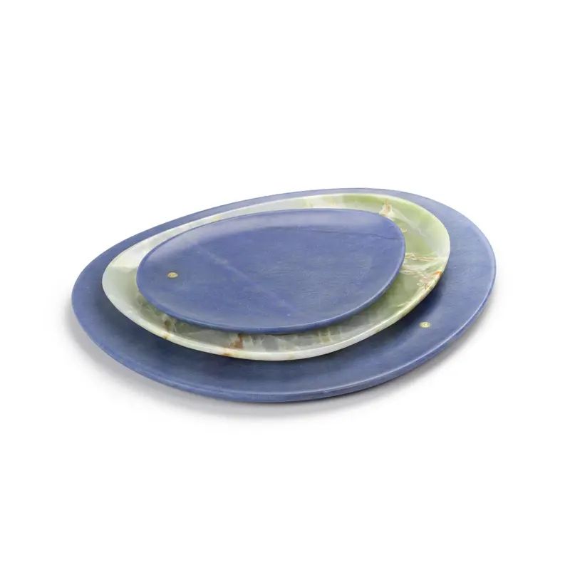 Set of presentation plates in mixed marbles