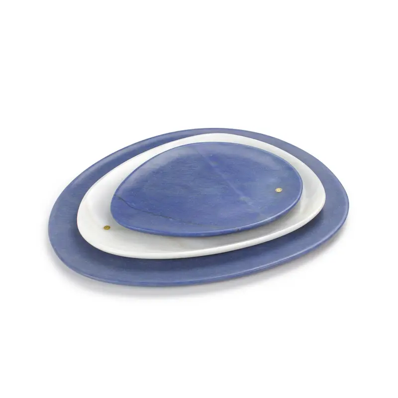 Set of presentation plates in mixed marbles