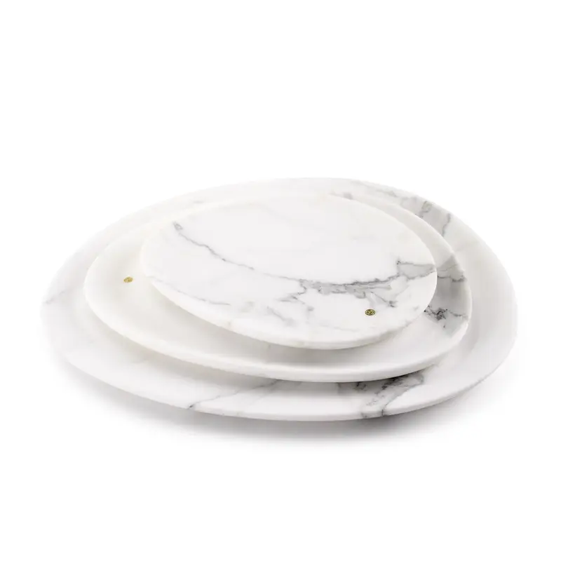 Set of presentation plates in Statuary marble