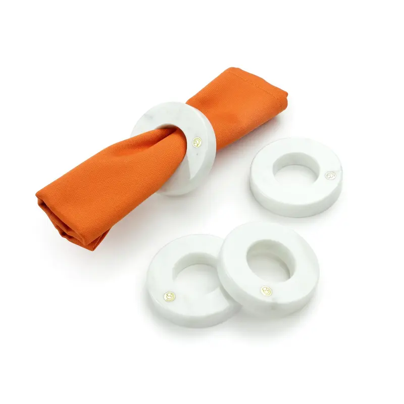 Set of serviette rings in Carrara marble