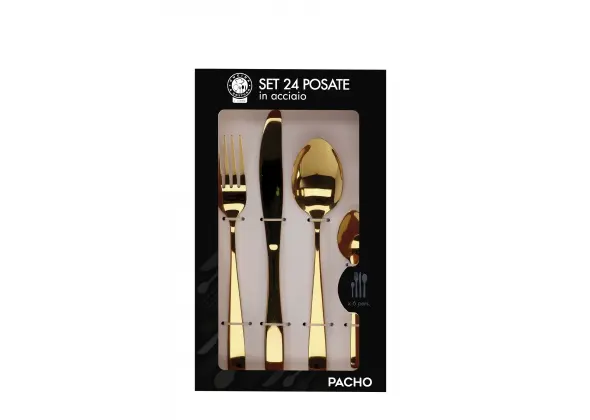 Set posate Pacho oro 24 pezzi in acciaio