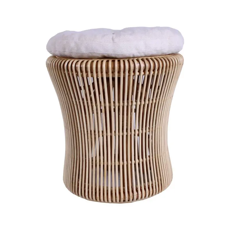 SGABELLO "ETHERAL" IN RATTAN CON CUSCINO DIAMETRO CM 40 X 42H