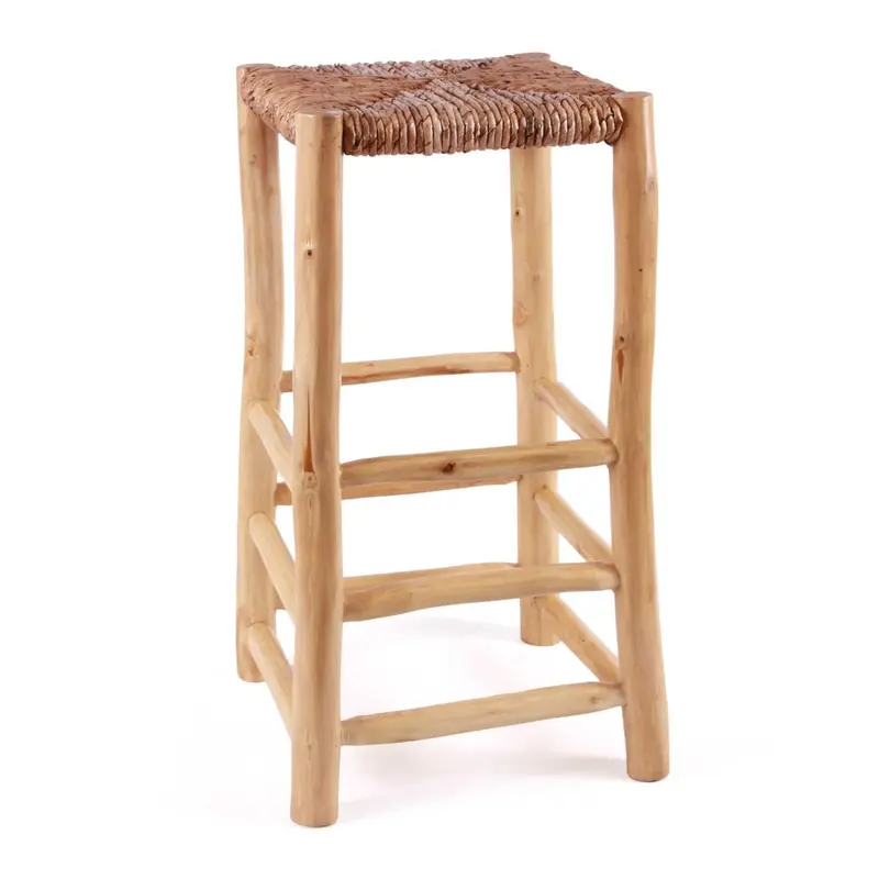 Sgabello impagliato in legno 35X35H72