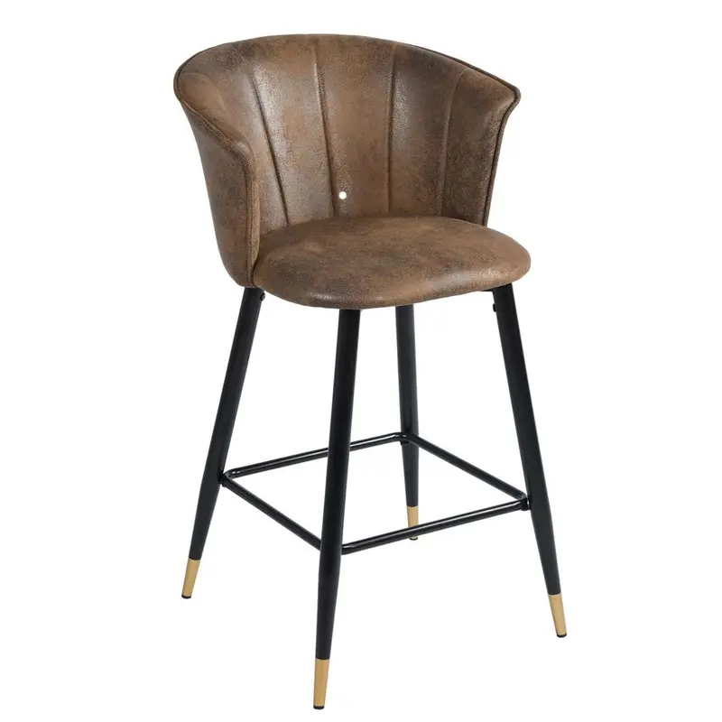 Sgabello in tessuto effetto pelle invecchita "Galileo" 56X52H66/97