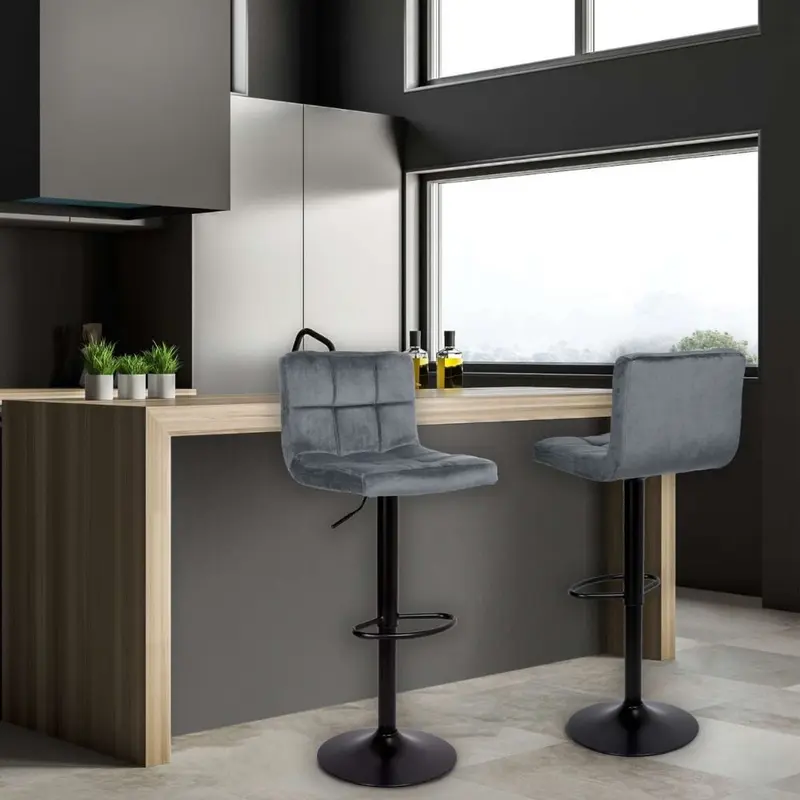 Sgabello regolabile Mosva colore grigio con gambe nere opache