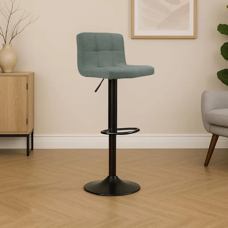 Sgabello regolabile Mosva colore verde con gambe nere opache