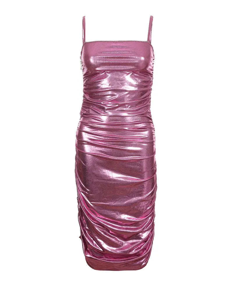 SHINE BRIGHT DRAPED DRESS - PINK