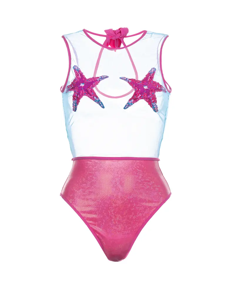 SHINY PINK SEASTAR SWIMSUIT