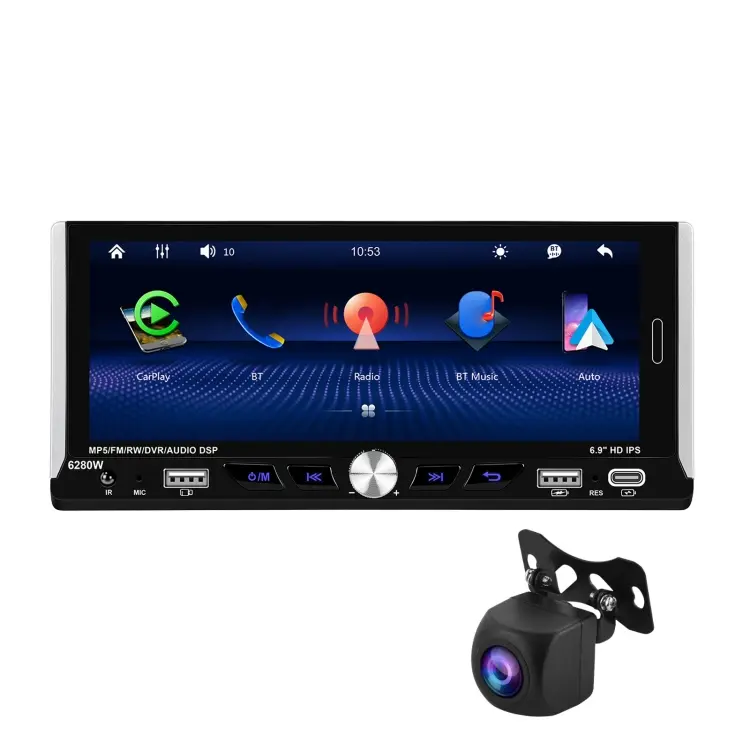 Single Spindle 6.9 inch MP5 With Knob Player Carplay Function Car MP4 Backup Camera, Specification