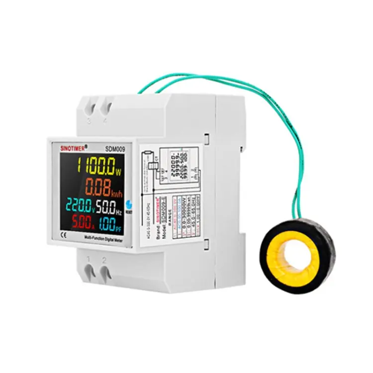 SINOTIMER SDM009 Din Rail Single-Phase Voltage Current Frequency Power Factor Electricity Multifunctional Meter, Model