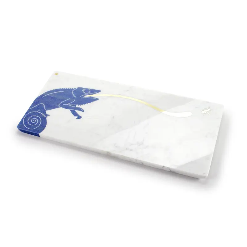 Sir Camaleonte - centerpiece/serving plate in marble and semi-precious Azul Macaubas