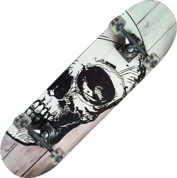 Skateboard Tribe Pro White Skull - Tavola in Acero 9 Strati con Truck in Alluminio
