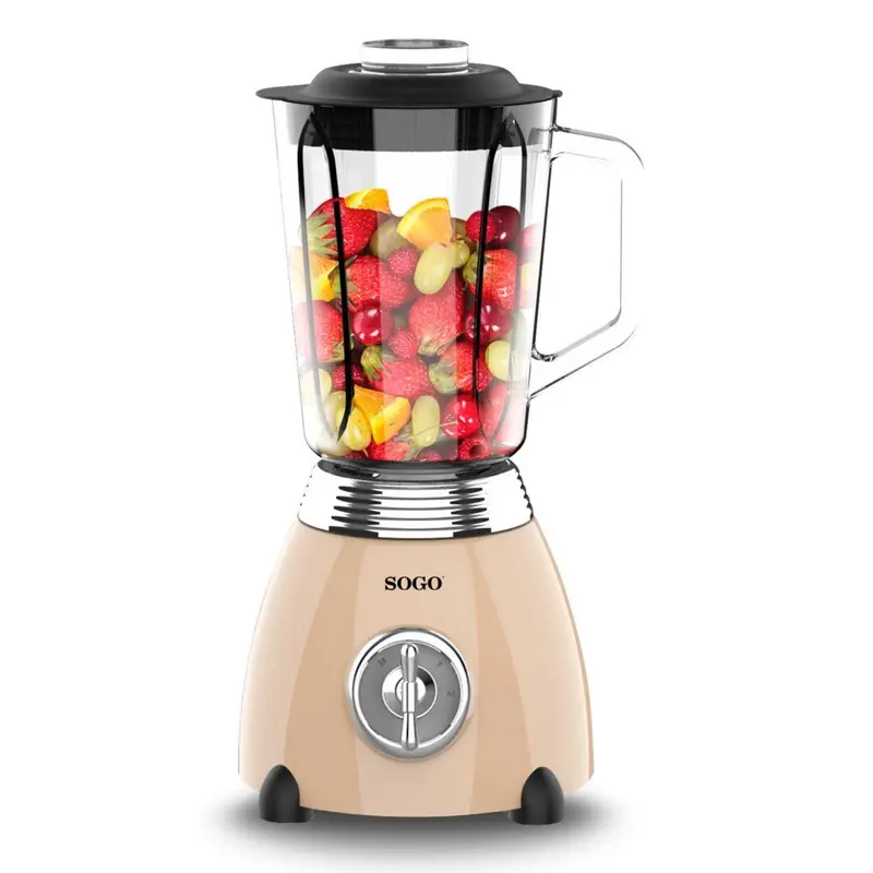 SOGO Frullatore con caraffa in vetro retrò - 6 lame - 1,5l - 500w - beige