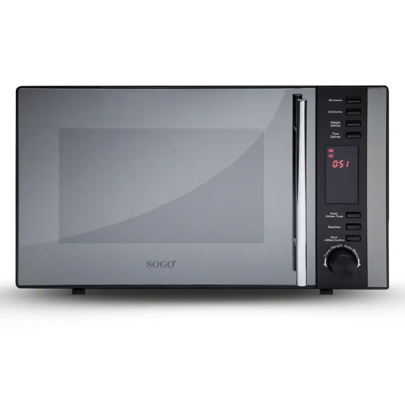 SOGO Microonde & grill in acciaio con porta a specchio e display digitale 25l - grill 1000w, microonde 900w