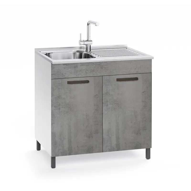 Sottolavello 80x50x85H cm con due ante cemento lavello incluso
