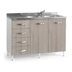 Sottolavello con cassettiera 120x50x85H olmo sinistro lavello incluso
