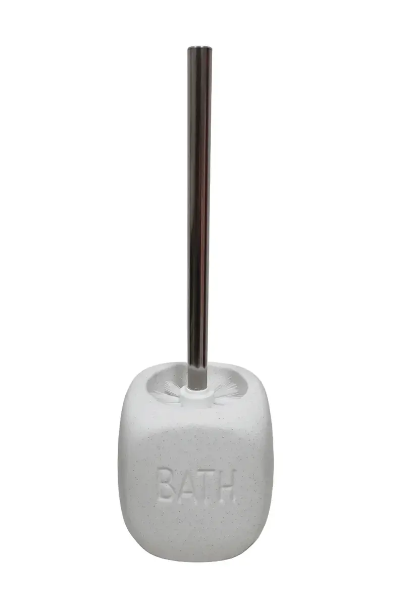 Spazzolone WC con base in Ceramica Ecrù e Manico Cromato