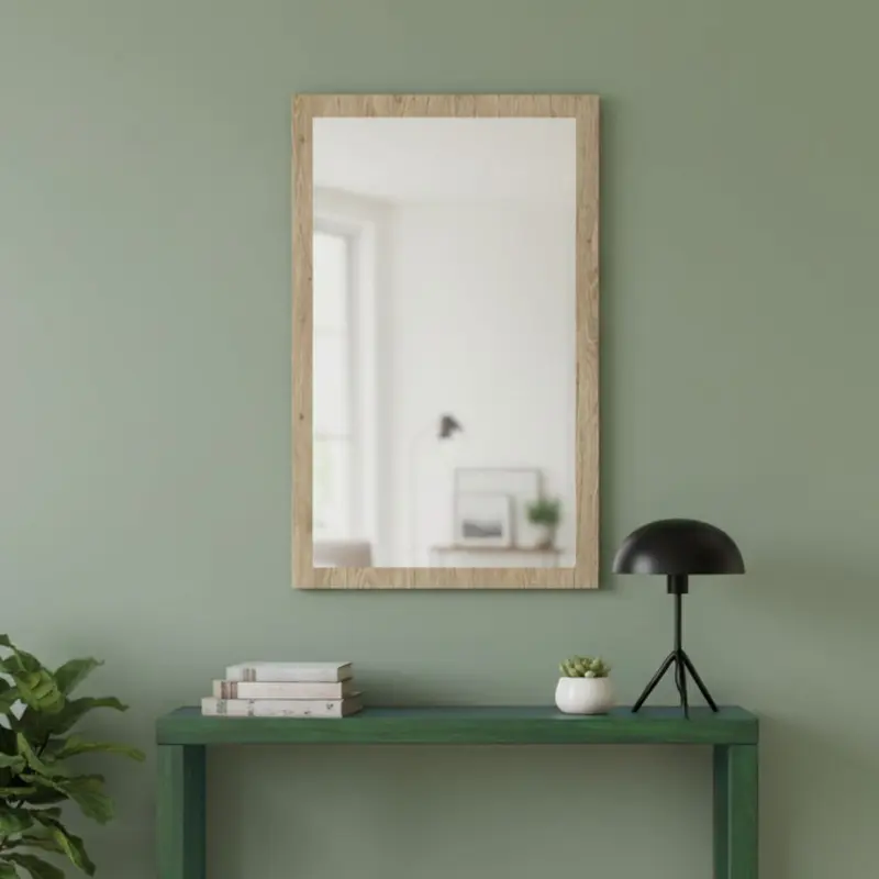 Specchiera America in legno noce con specchio in rilievo L 60 x H 105 cm.