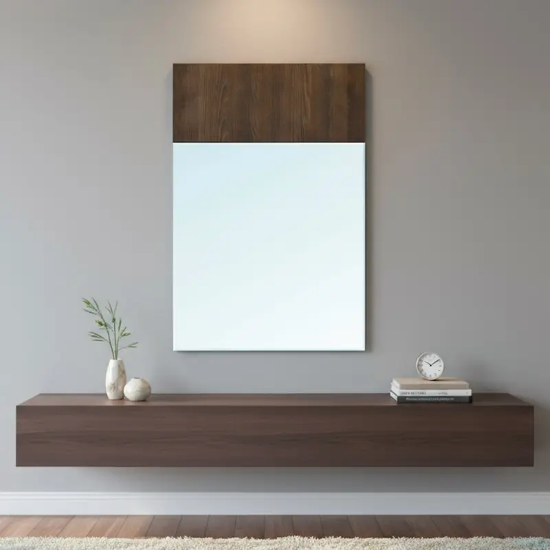 Specchiera Brown con dettaglio in legno L 70 x H 110 cm.
