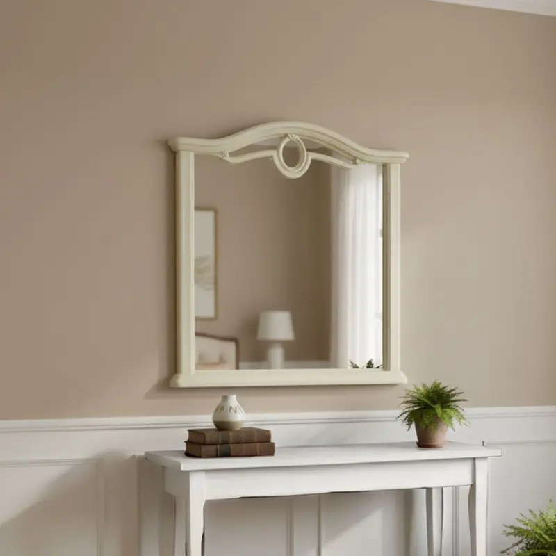 Specchiera Cerchio con cornice in legno con motivo ovale L 85 x H 95.5 cm colore beige