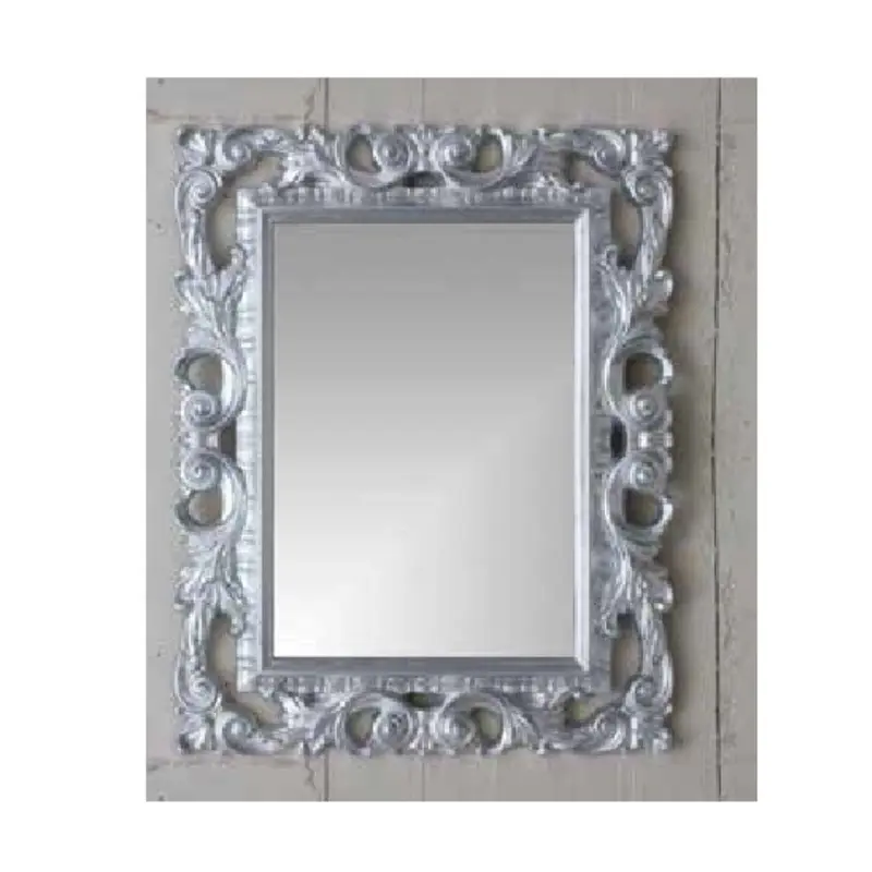 Specchiera Madrid con decoro in stile barocco argento
