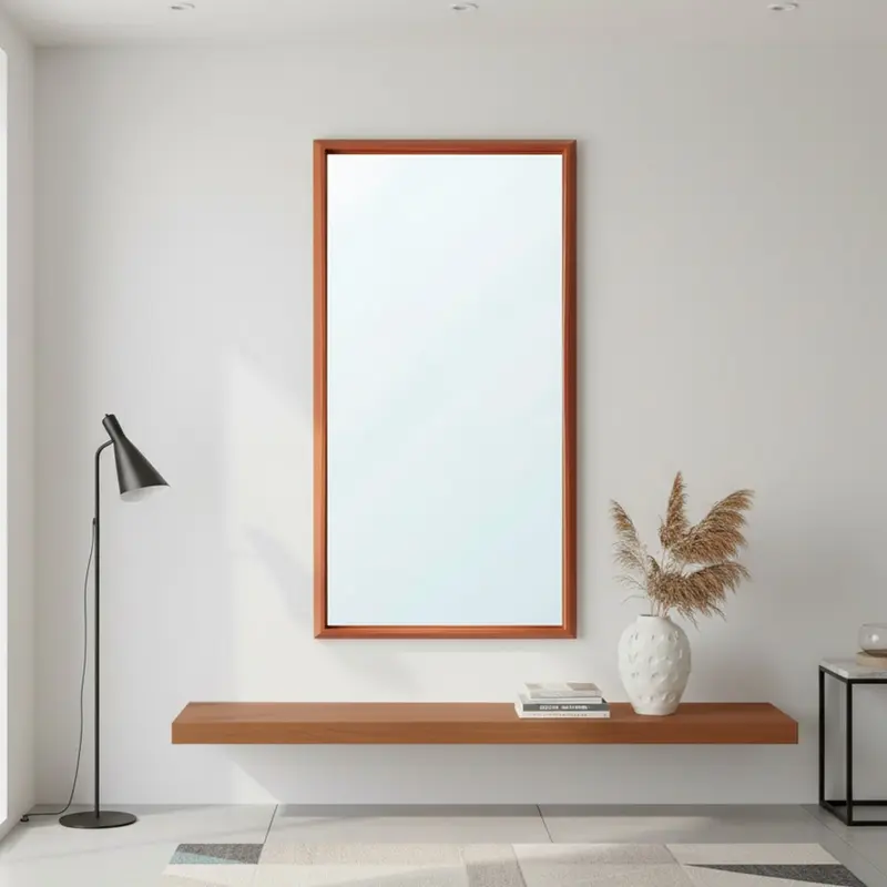 Specchiera SP49 rettangolare con cornice sintesi ciliegio 127x65 cm.