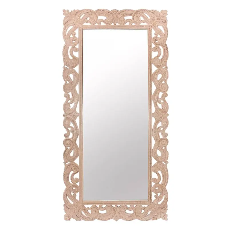 Specchio in legno di mango intagliato ed mdf 90H180