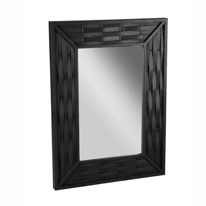 Specchio nero in legno di abete intrecciato "Macao" 84X115