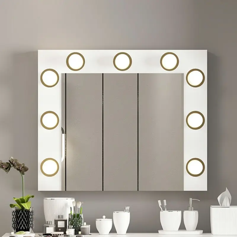 Specchio trucco Armin colore bianco con luci LED lampadine non incluse
