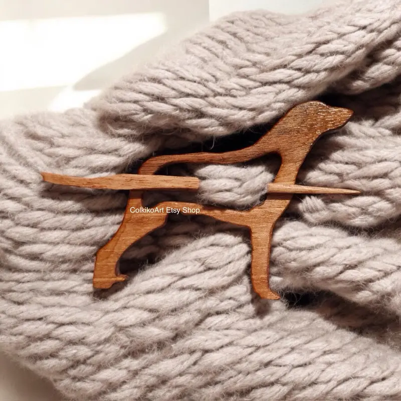 Spilla in legno per scialle - Retriver