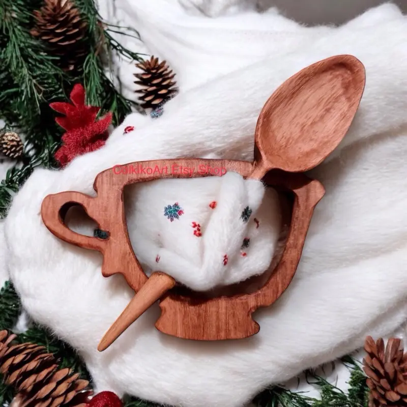 Spilla in legno per scialle - Tazza Thé
