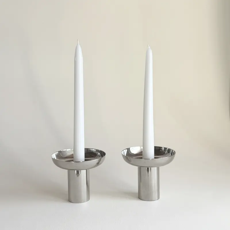 Stainless Steel Candle Holders | Set of 2 · Scandinavian 1970s