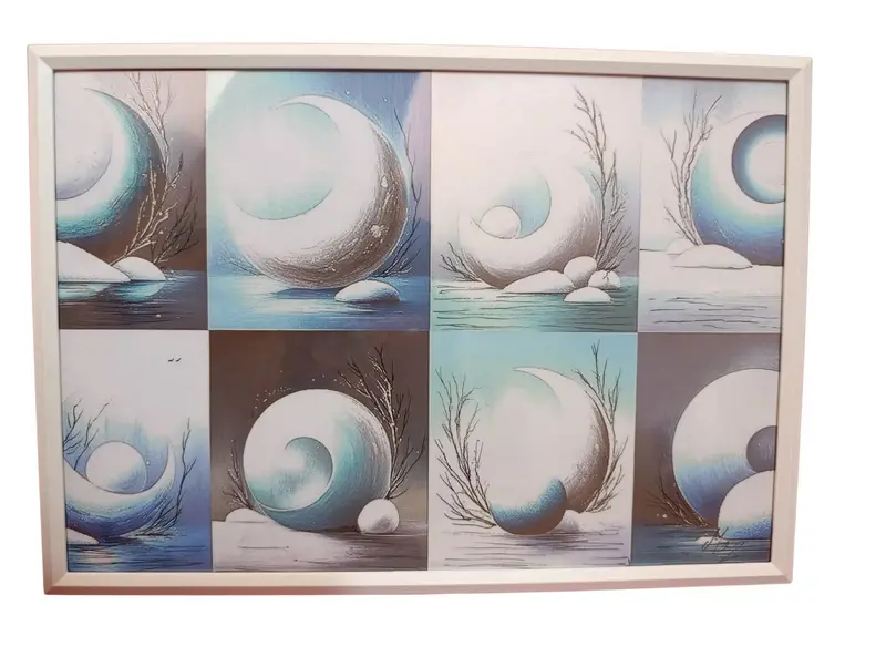 Stampa su cartoncino plastificato 20x30 , lune e sfere .