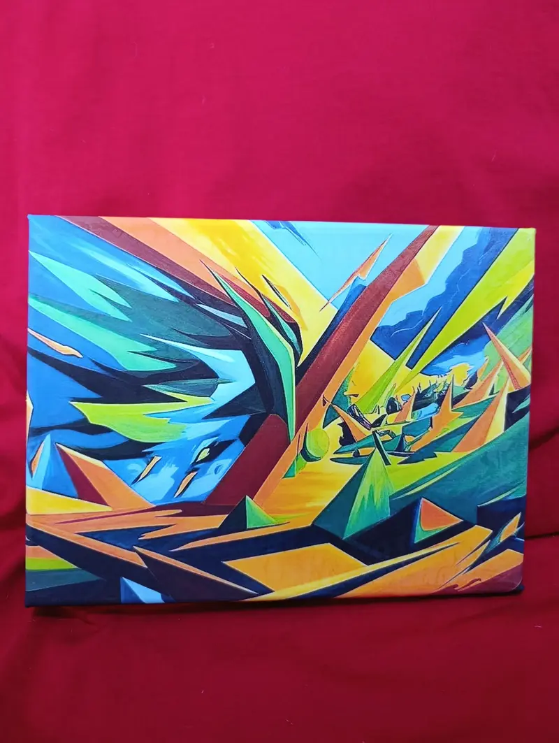 Stampa su tela intelaiata 18x24 , soggetto astratto.