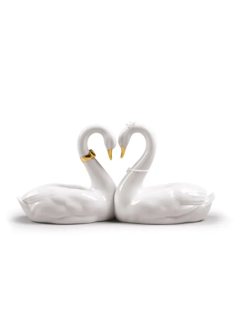 Statua Lladrò Cigni Amore senza fine. Lustro oro