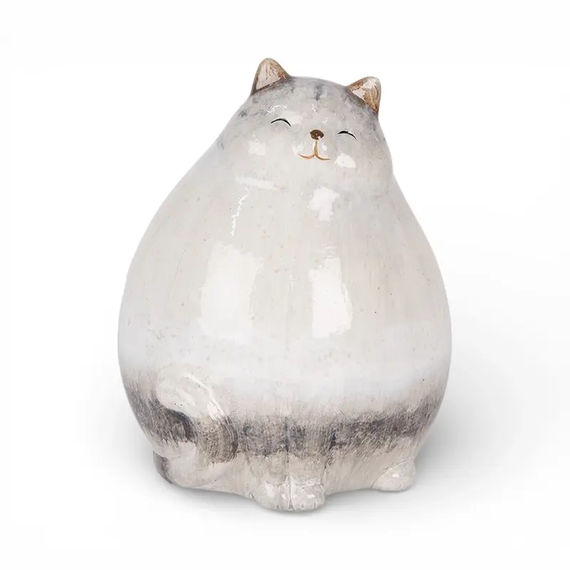 Statuetta decorativa gatto grigio 14x13x18 cm