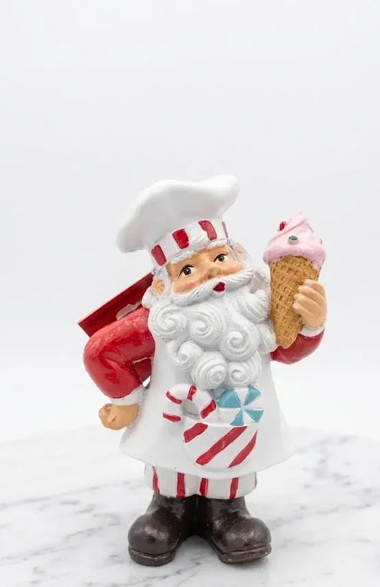 Statuina Babbo Natale Chef in Resina con Gelato
