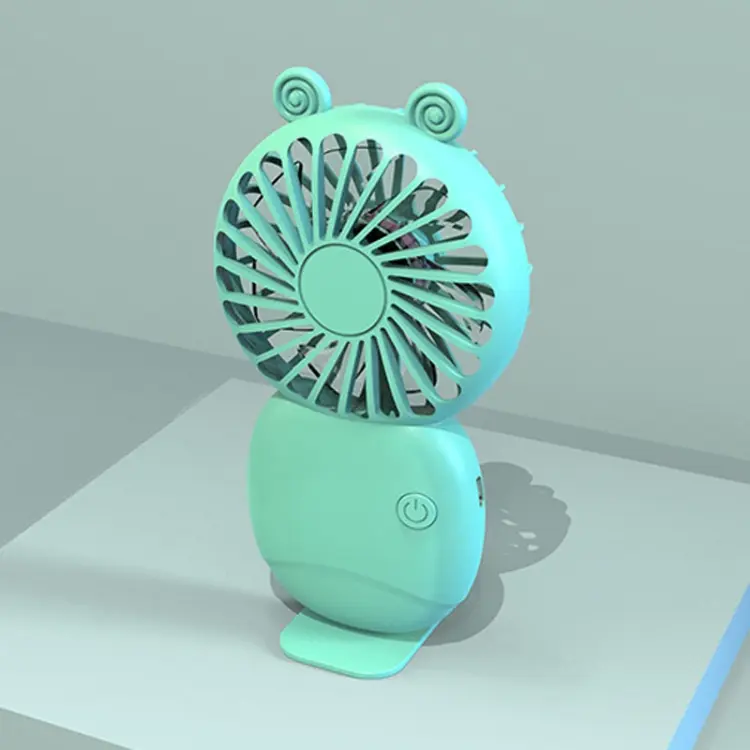 Summer Cartoon Pocket Handheld Stand Fan Rechargeable Silent Mini Fan(Green)
