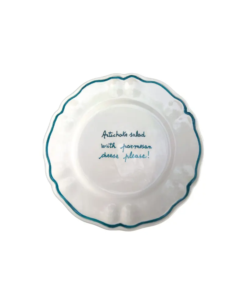 Sveva's Home "Artichoke Salad with Parmesan cheese please!" Ceramic Scalloped Plate Set of 4