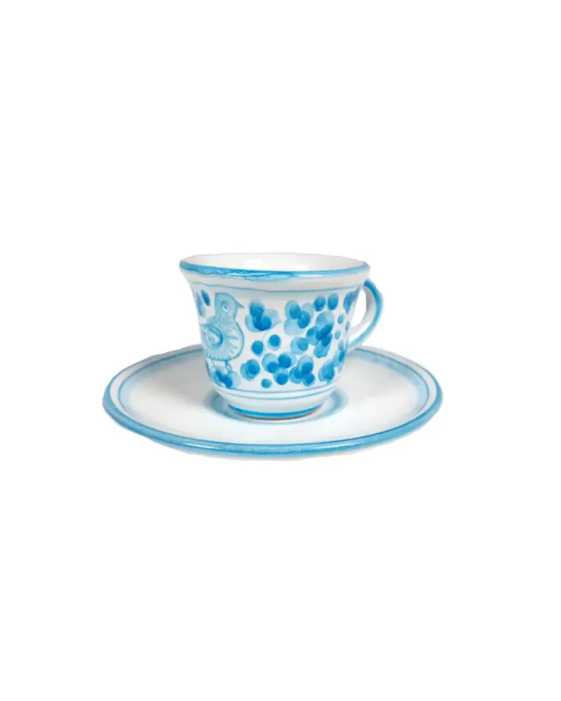 Sveva's Home Ceramic Espresso Cup Arabesco Light Blue Set of 4