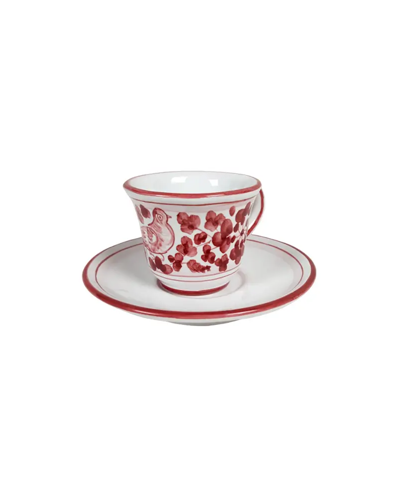 Sveva's Home Ceramic Espresso Cup Arabesco Red Set of 4
