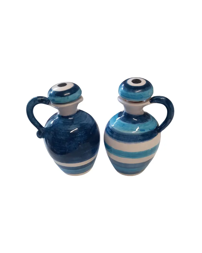 Sveva's Home Ceramic Evil Eye Olive Oil and Vinegar Bottles Set of 2