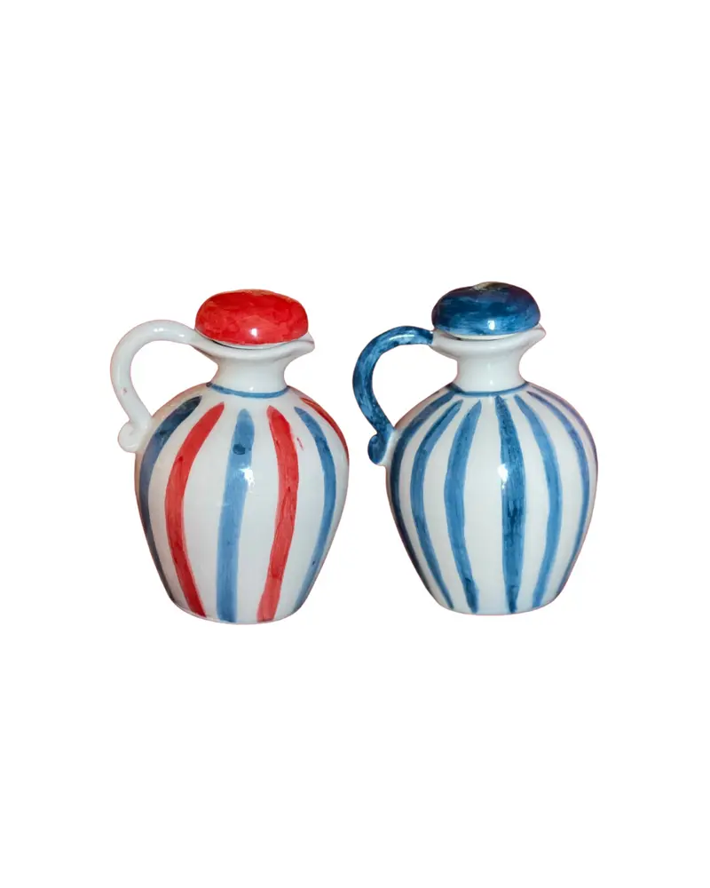 Sveva's Home Ceramic Mix and Match Colours Olive Oil and Vinegar Bottles Set of 2