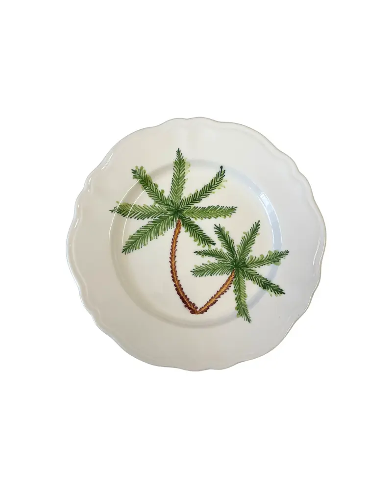 Sveva's Home Ceramic Palm Trees Scalloped Big and Small Dining Plate Set of 4